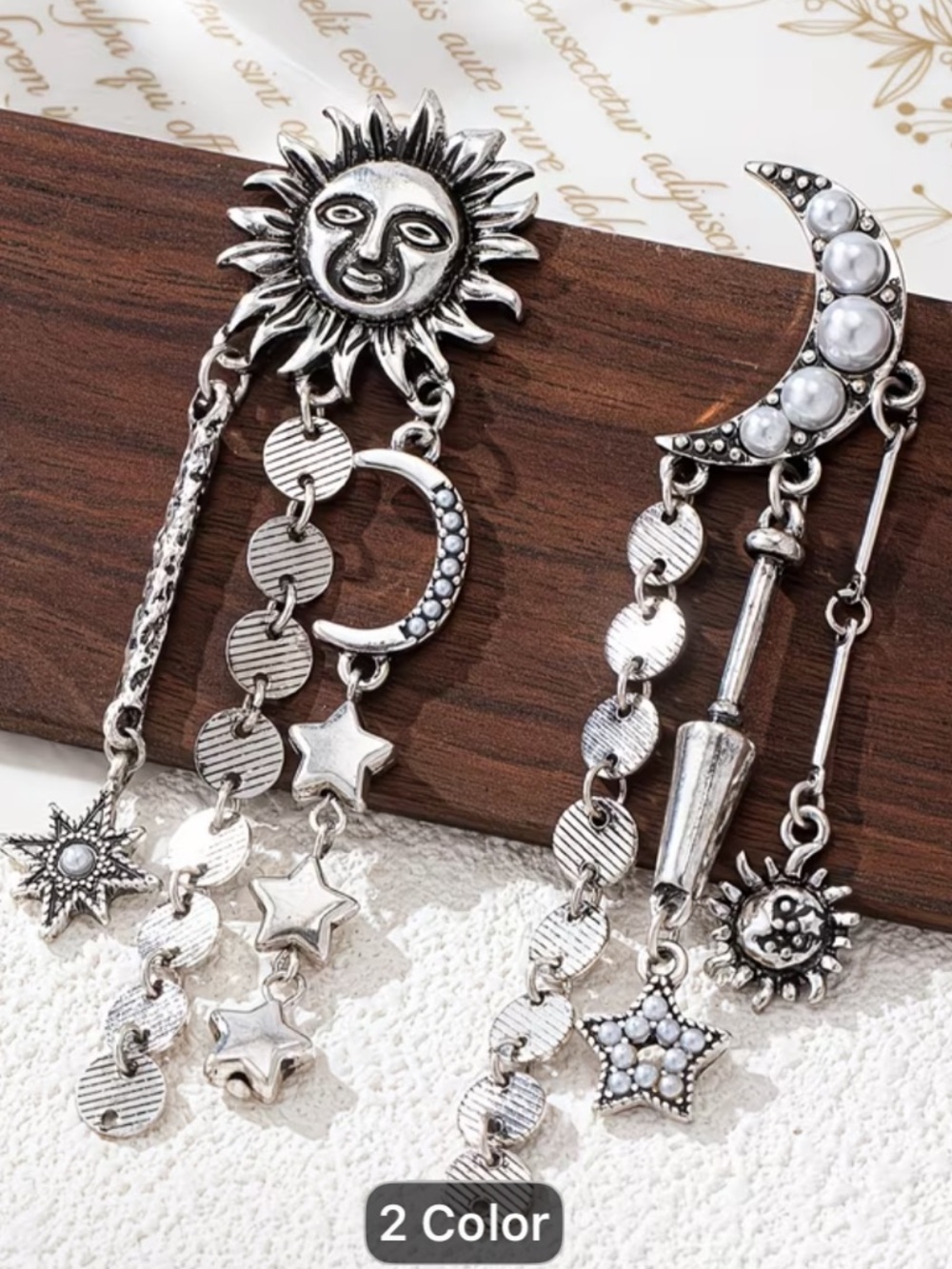 Silver Sun & Moon Dangle Earrings